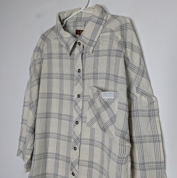 NWT 7 For All Mankind cream grey striped button up M - Picture 2 of 7